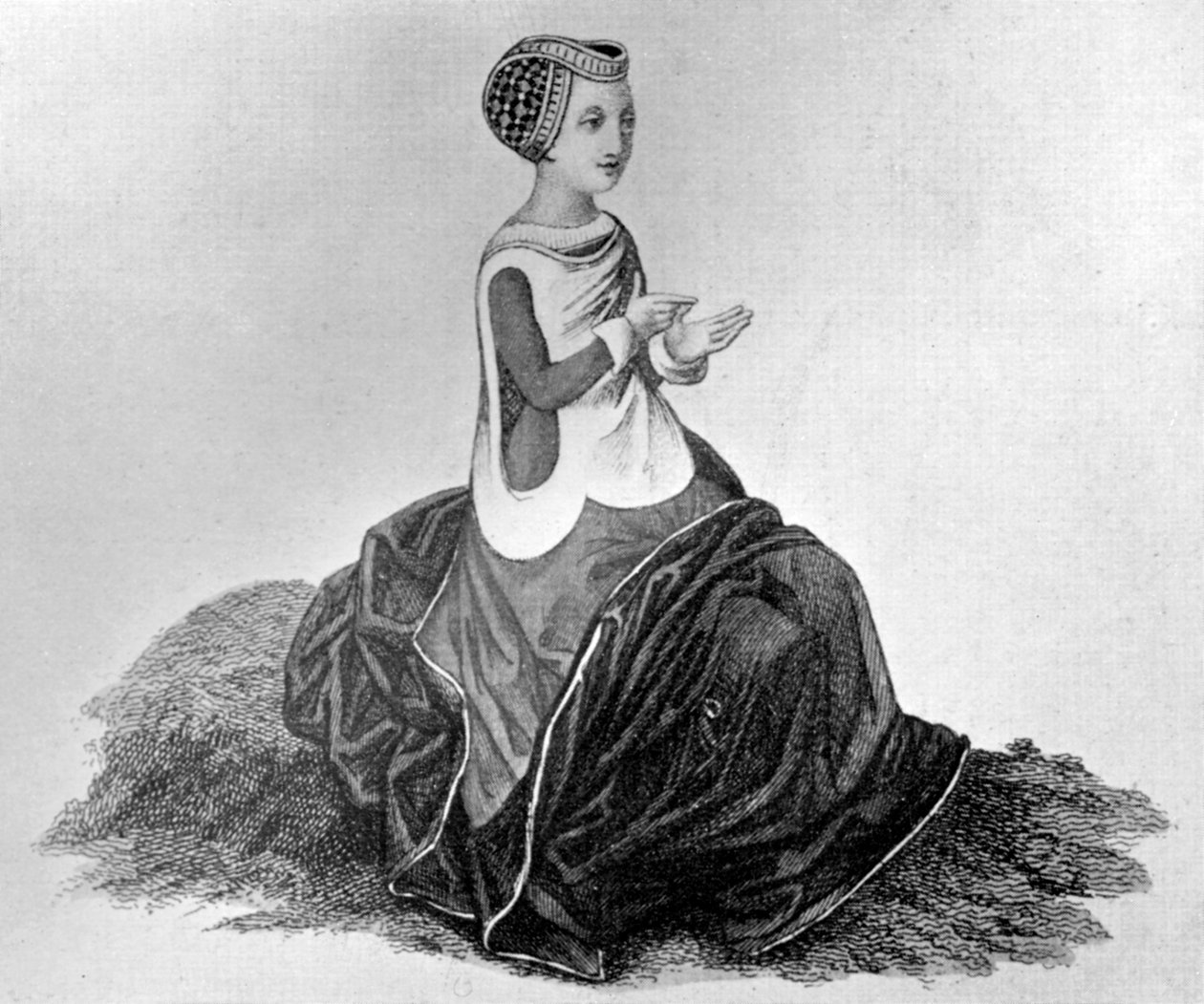 Costume da donna, XIV secolo, 1910 da Unbekannt