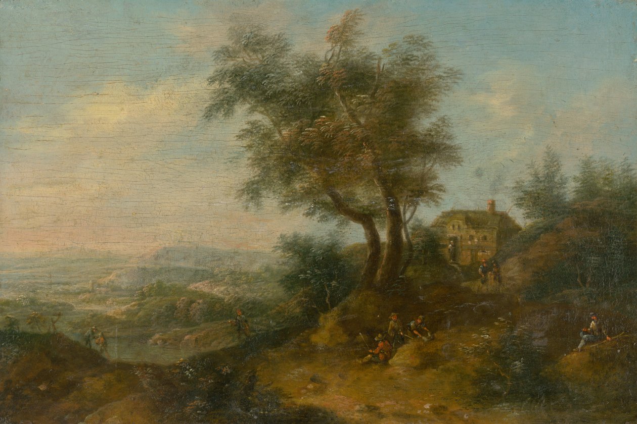 Paesaggio con staffage figurale da Unbekannt