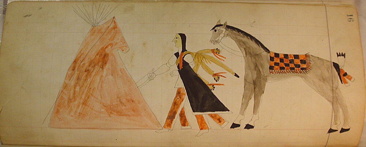 Maffet Ledger: indiano e cavallo, ca. 1874-81 da Unbekannt