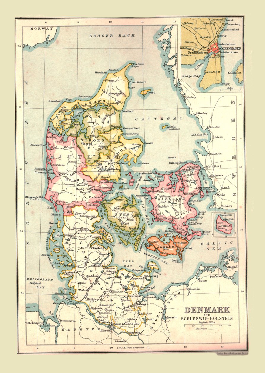 Mappa della Danimarca da Unbekannt