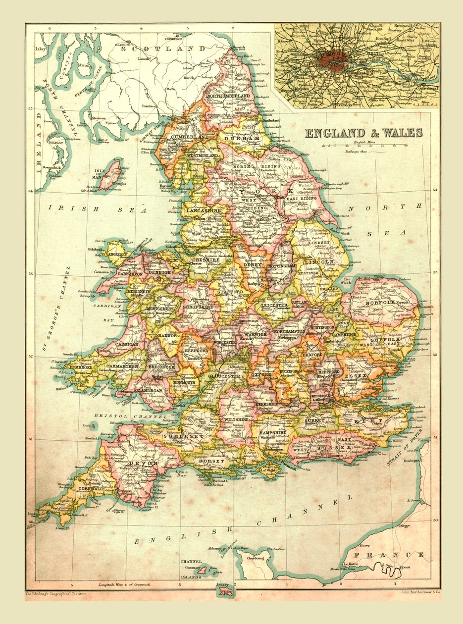 Mappa di Inghilterra e Galles da Unbekannt