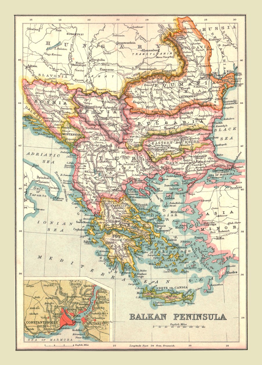 Mappa della Penisola Balcanica, 1902 da Unbekannt