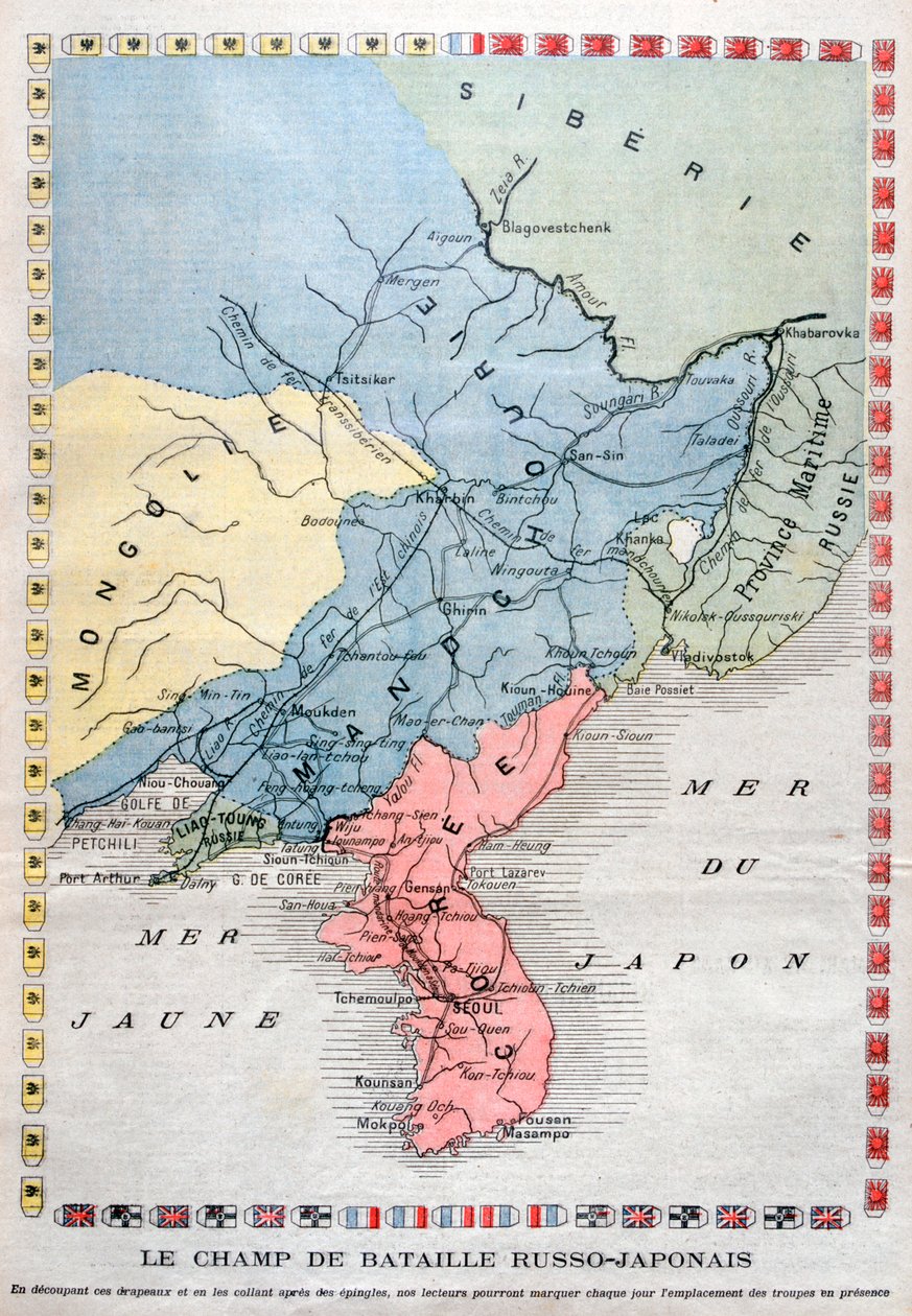 Mappa della Guerra Russo-Giapponese, 1904 da Unbekannt