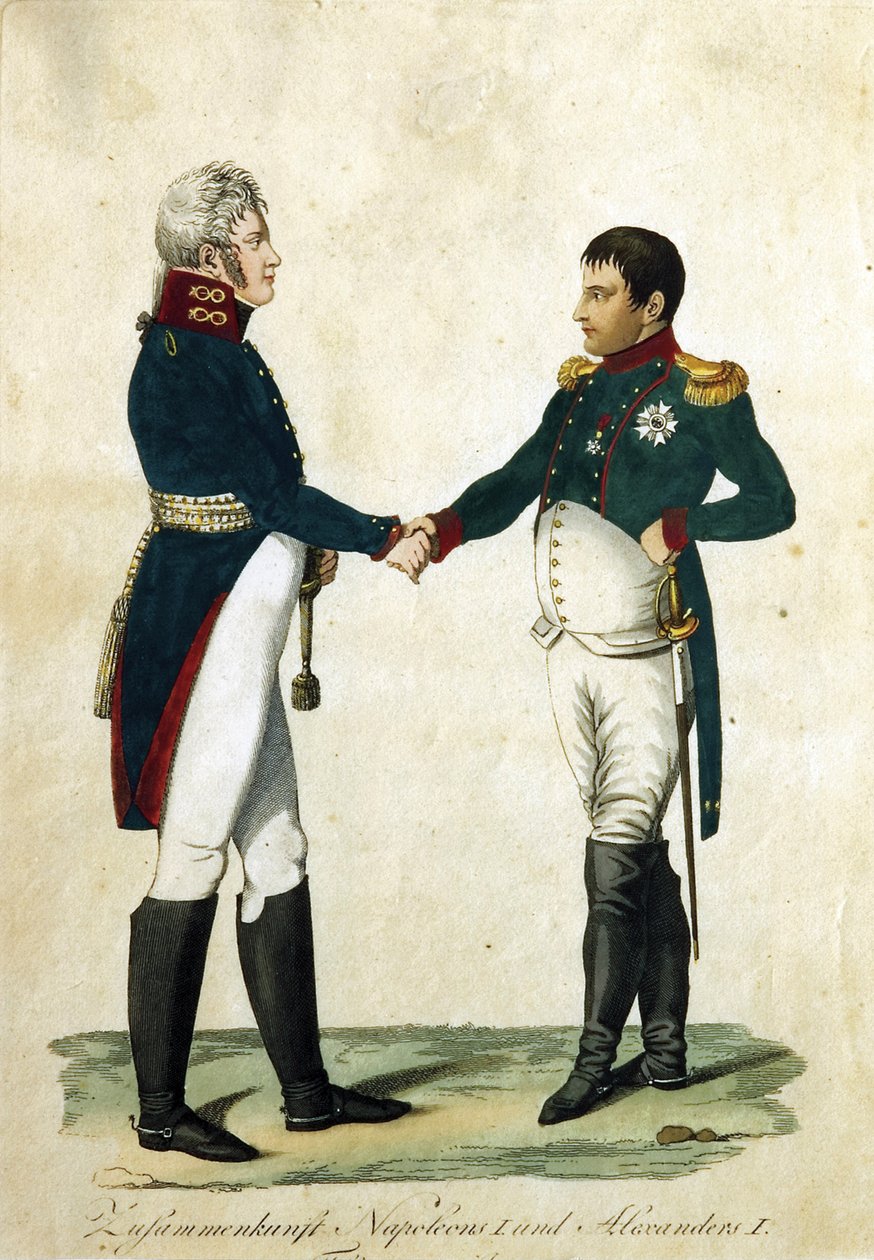 Incontro di Napoleone e Alessandro I, 1808 da Unbekannt