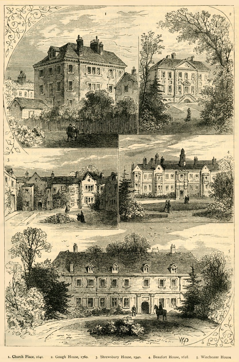 Vecchie dimore a Chelsea, c1876 da Unbekannt