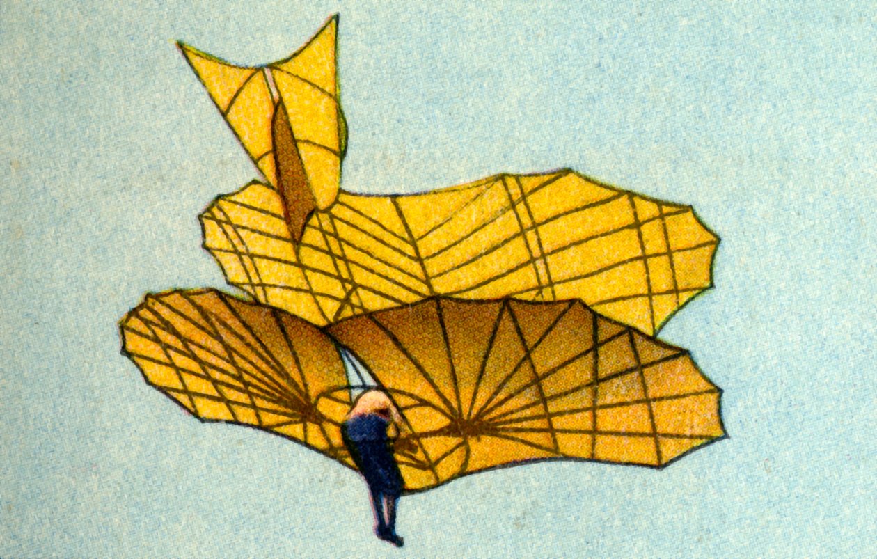 Il deltaplano di Otto Lilienthal, 1890 da Unbekannt