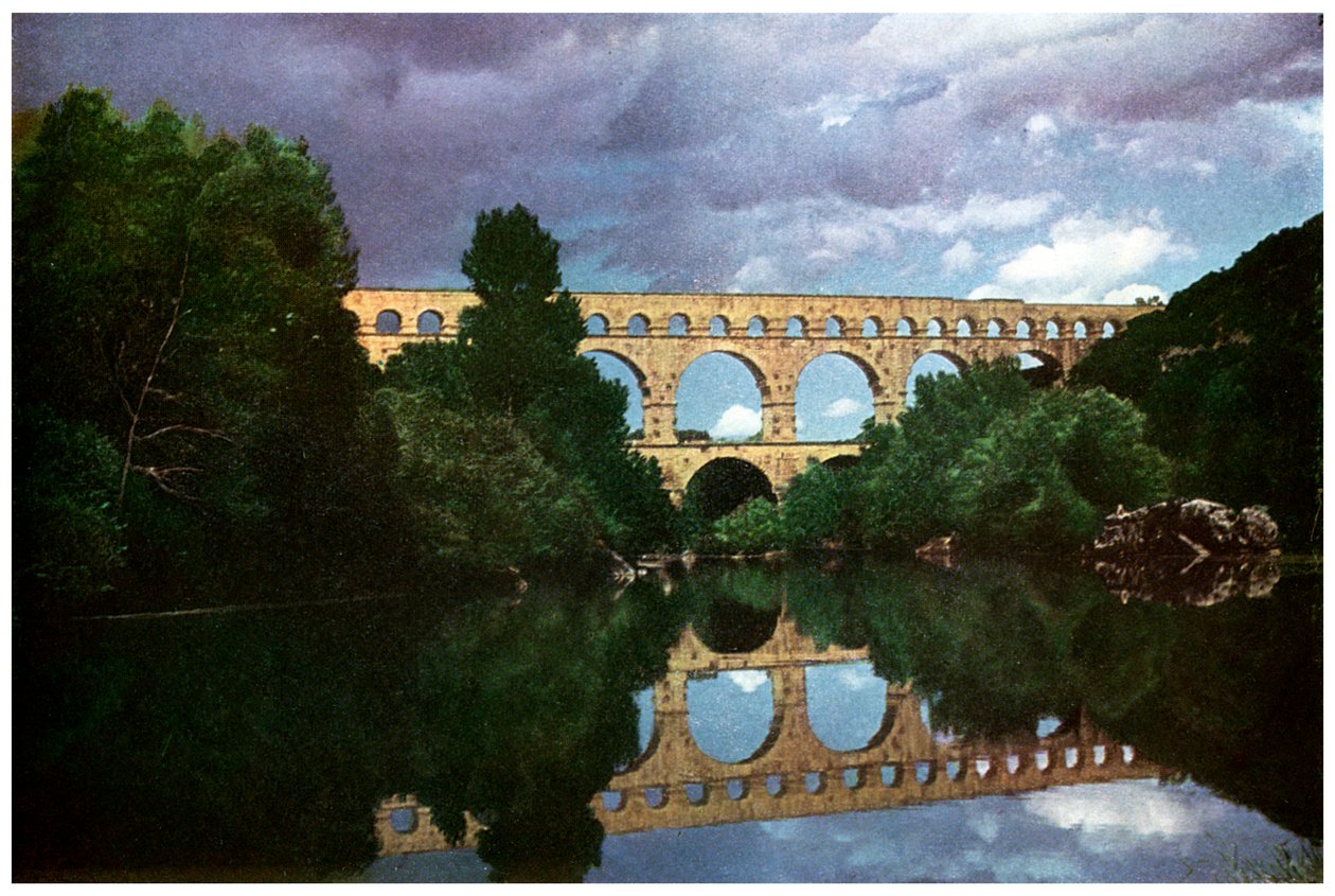 Pont du Gard, acquedotto romano, Nîmes, Francia, 1956 da Unbekannt
