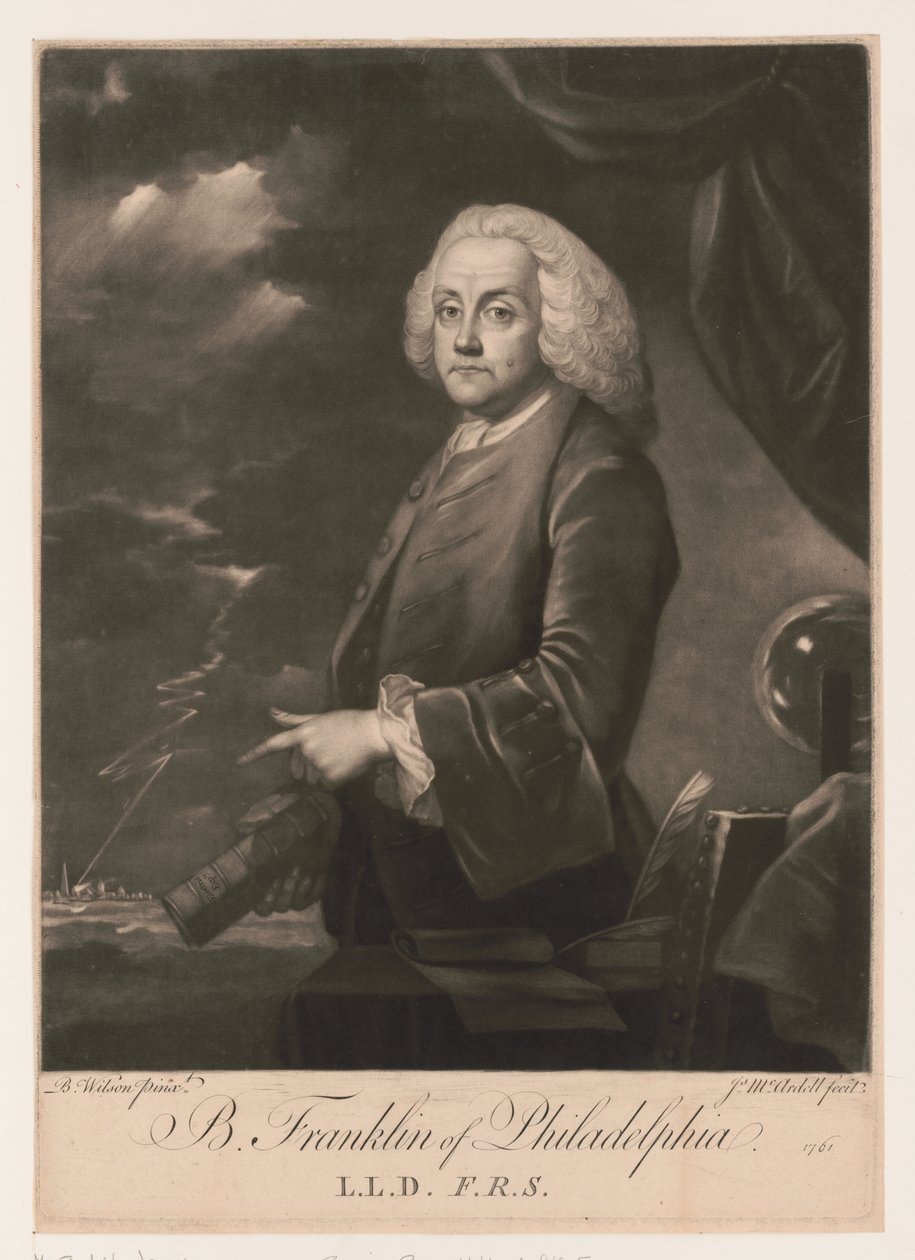 Ritratto di Benjamin Franklin (1706-1790) da Unbekannt