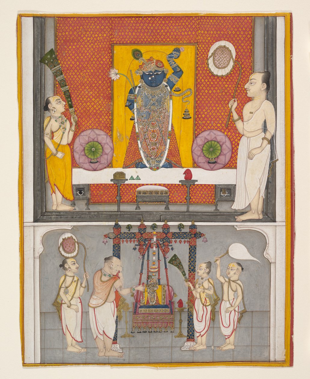 Sacerdoti davanti a Shri Nathji, ca. 1820 da Unbekannt