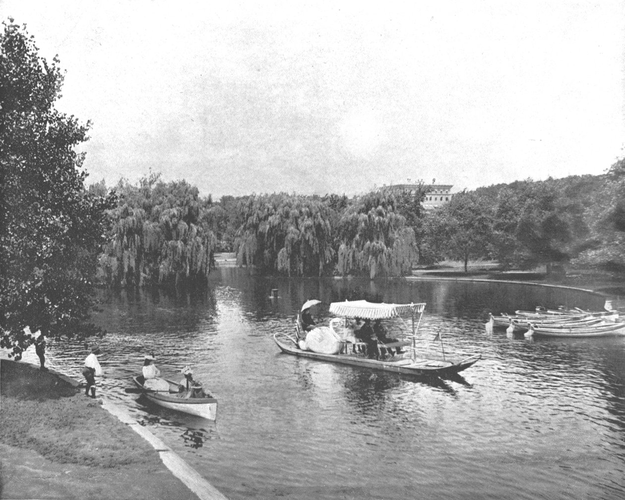 Giardino pubblico e lago, Boston, USA, c. 1900 da Unbekannt