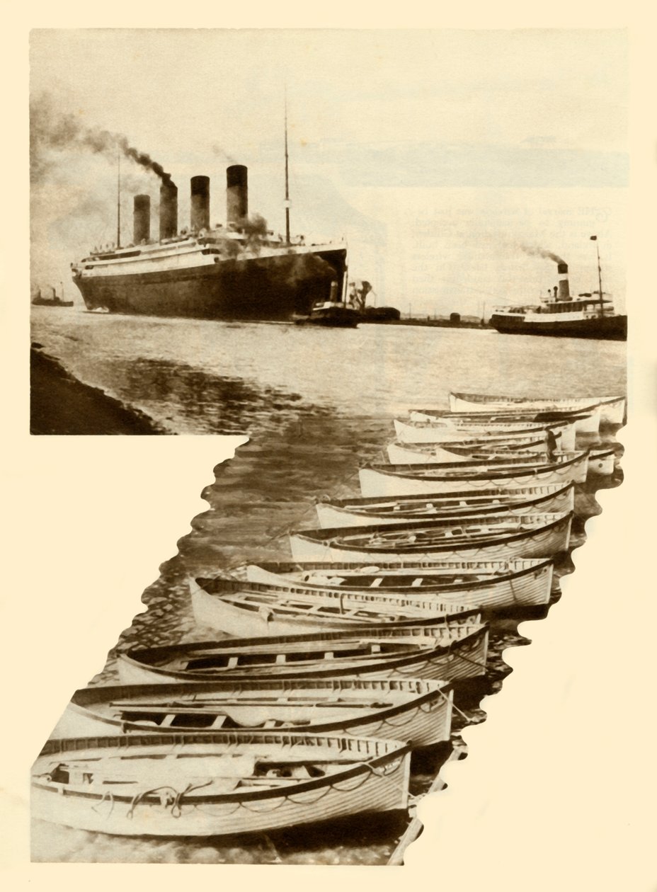 RMS Titanic e scialuppe di salvataggio, 1912 da Unbekannt