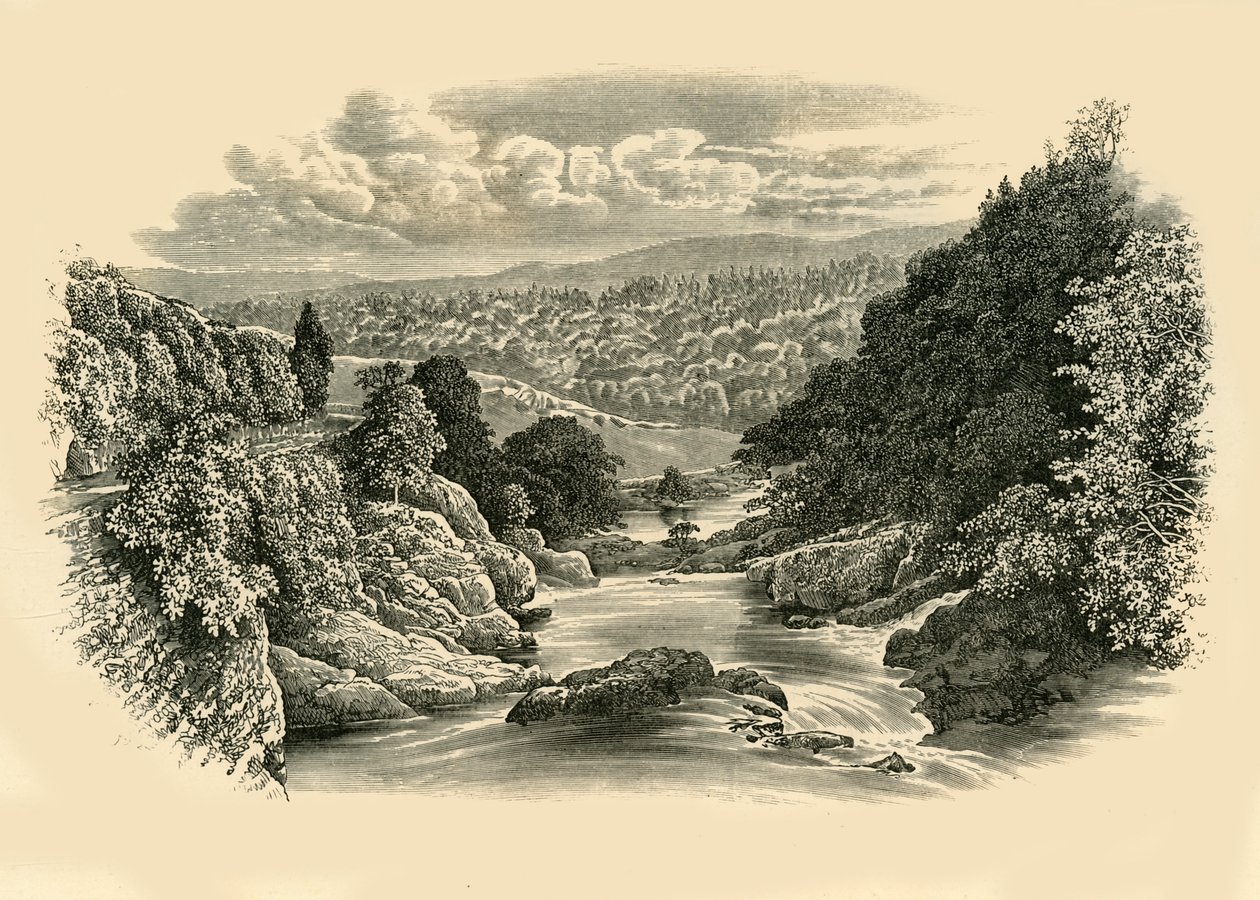 Scena fluviale a Pont-Y-Cyffing, c. 1890 da Unbekannt
