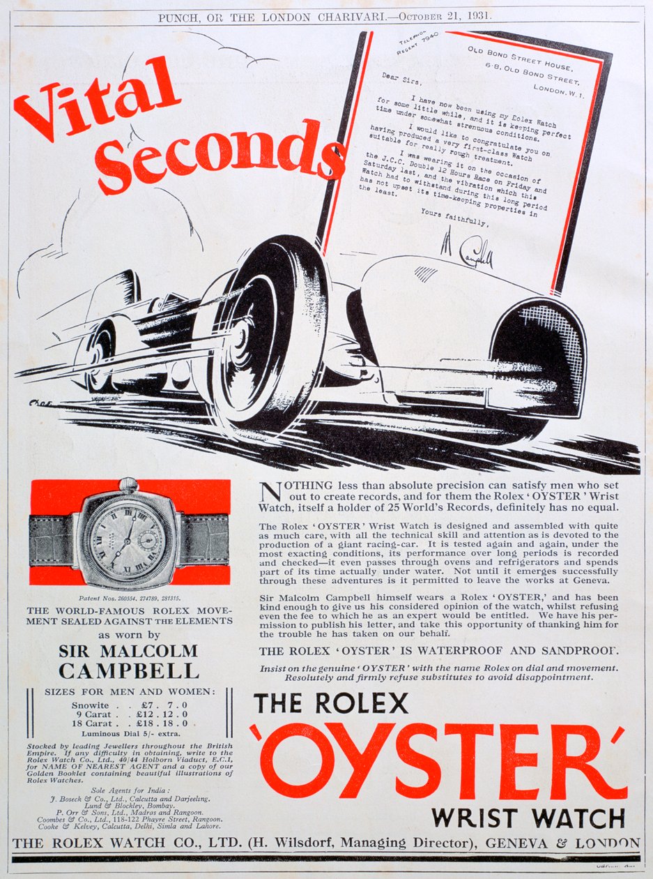 Pubblicità di orologi da polso Rolex Oyster, 1931 da Unbekannt