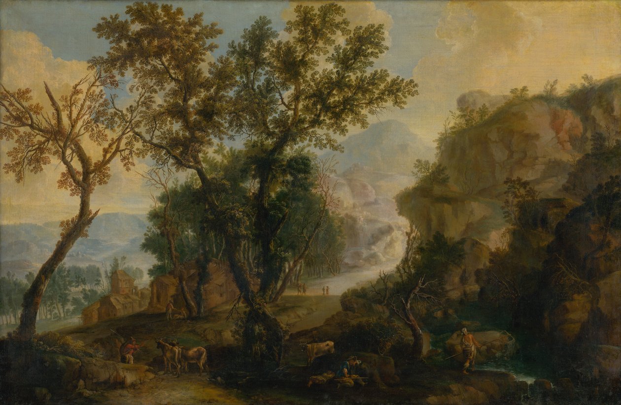Paesaggio romantico con figure da Unbekannt