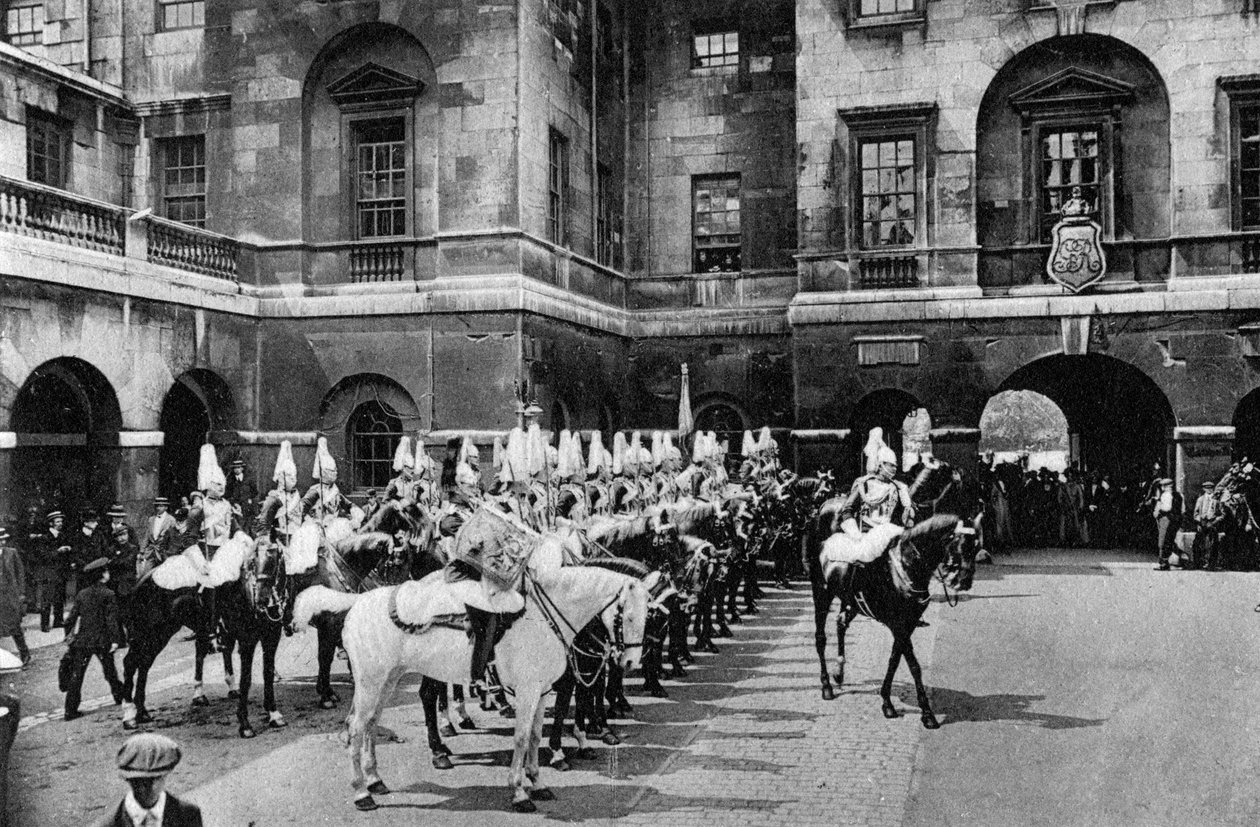 Guardie a cavallo reali, cambio della guardia, Londra, 1915 da Unbekannt