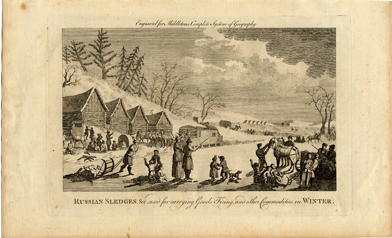 Slitte russe in inverno, 1750 da Unbekannt