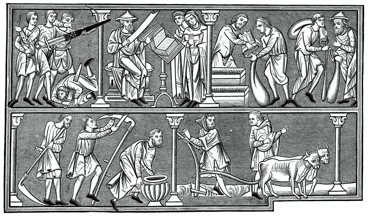 Scene di vita medievale, XIII secolo, 1870 da Unbekannt