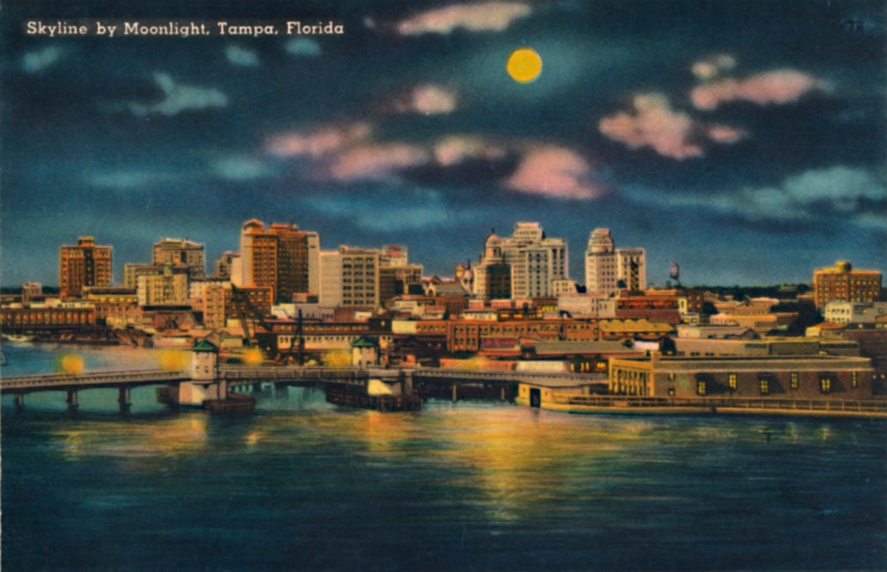Skyline al chiaro di luna, Tampa, Florida, c. 1940s da Unbekannt