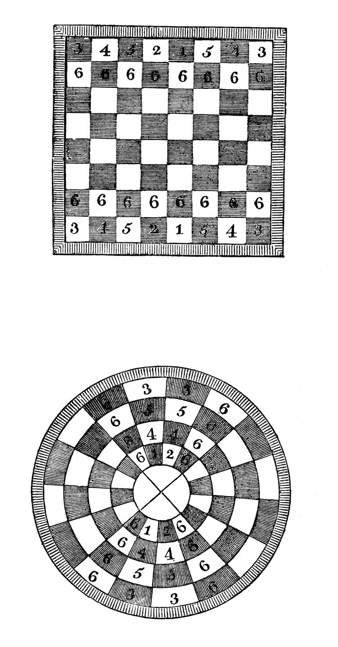 Scacchiere quadrate e circolari, XIV secolo, 1833 da Unbekannt