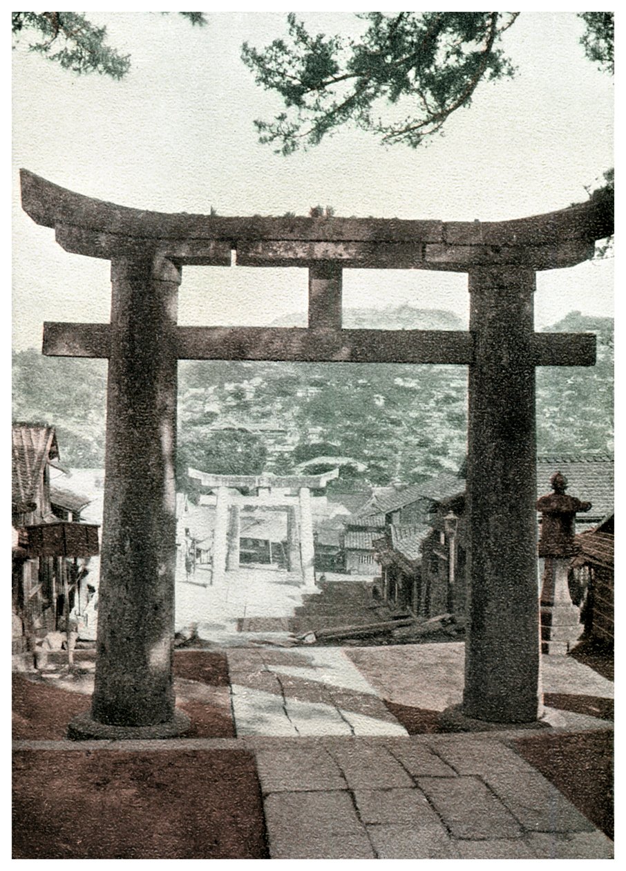 Torii di pietra, Tempio Suwa, Nagasaki, Giappone da Unbekannt