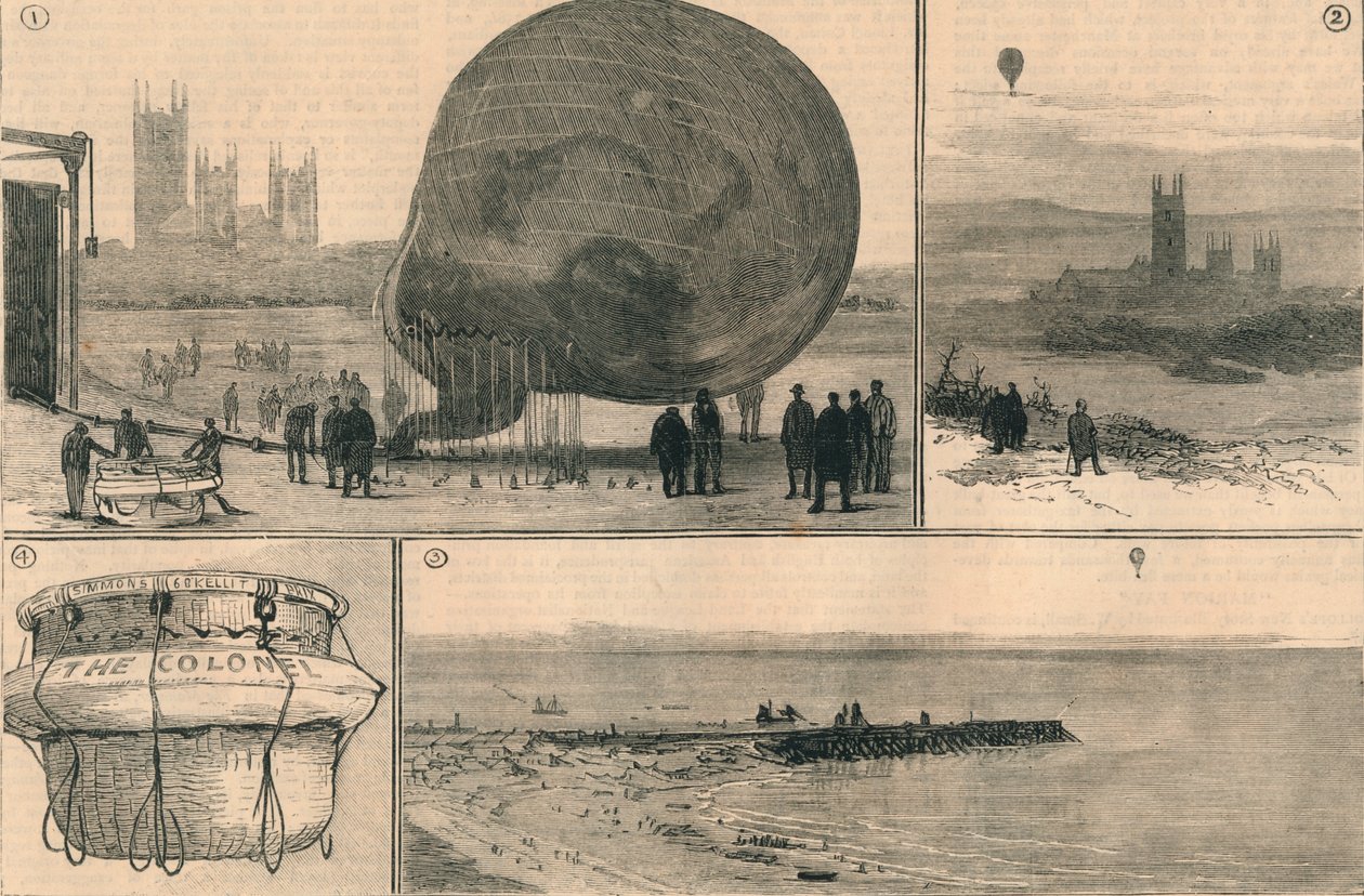 Il tentativo di viaggio in mongolfiera attraverso il Canale, 1882 da Unbekannt