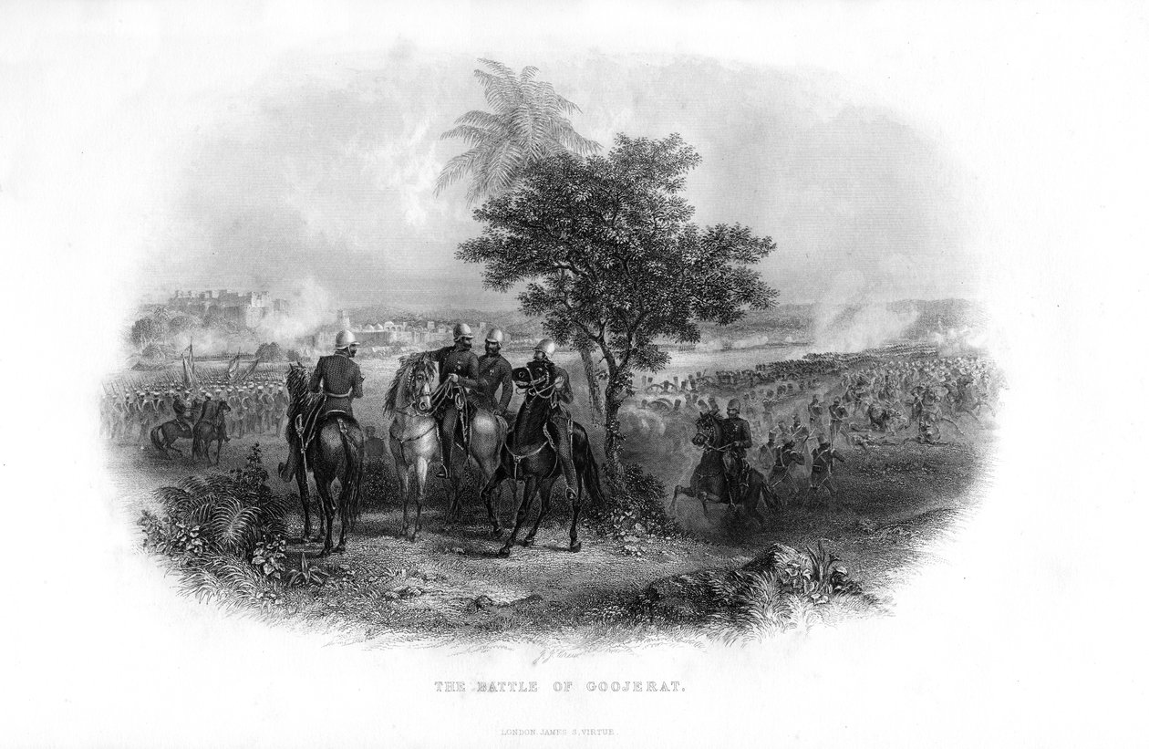 La battaglia di Goojerat, 1849, XIX secolo da Unbekannt
