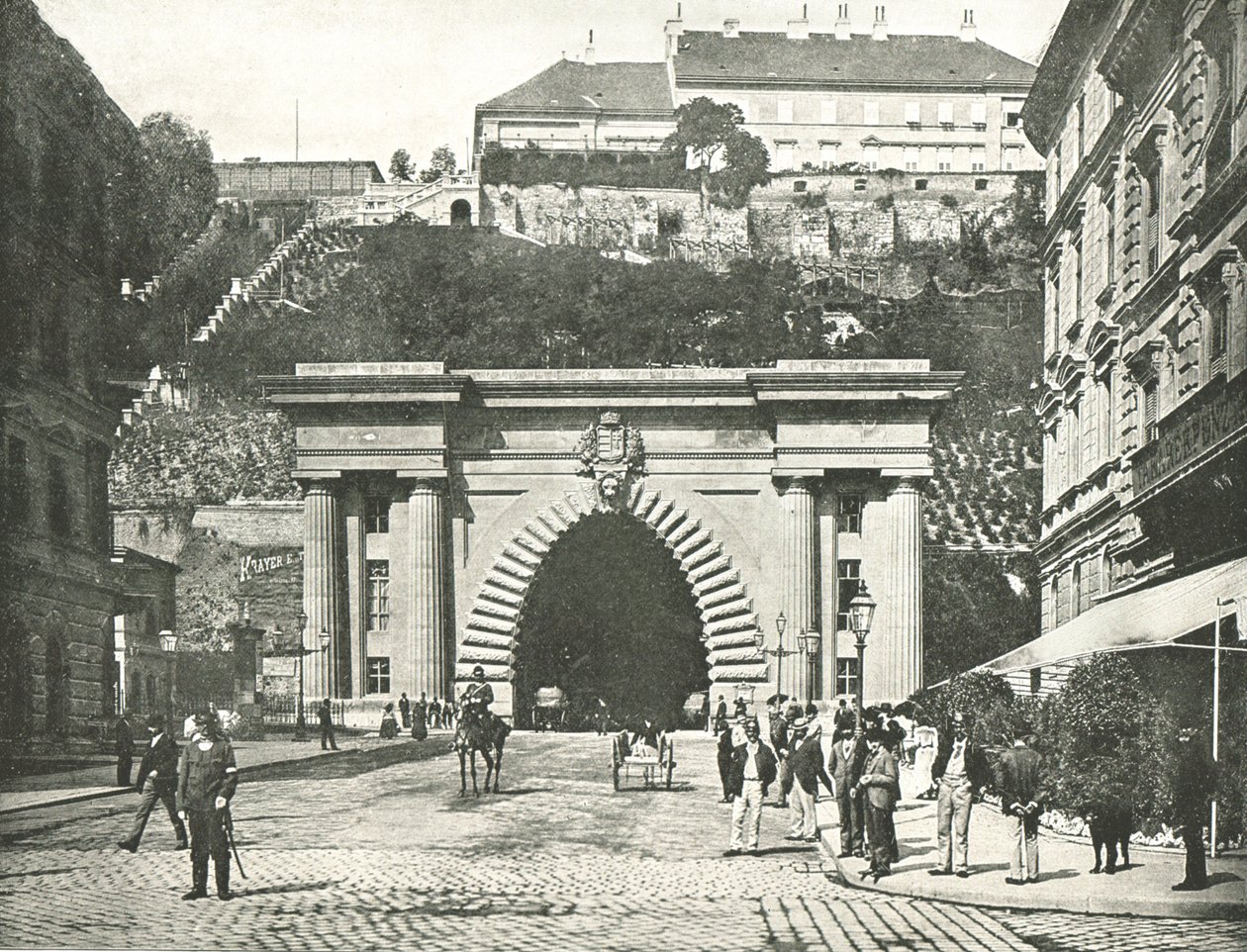 Il tunnel del castello di Buda, Budapest, Austria-Ungheria, 1895 da Unbekannt