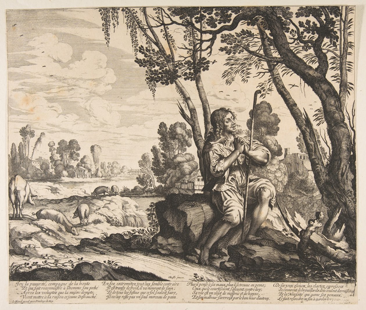 Il figliol prodigo che custodisce i maiali, ca. 1636 da Unbekannt