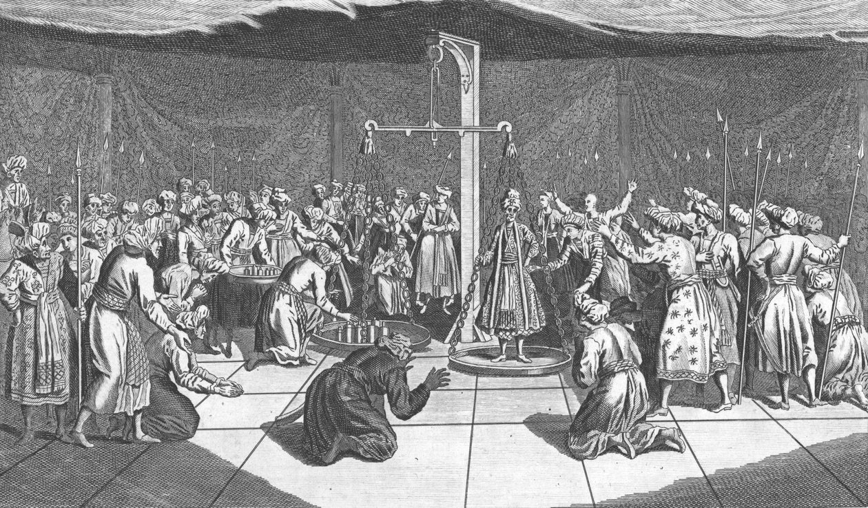 La pesatura del Gran Mogol, c1782 da Unbekannt