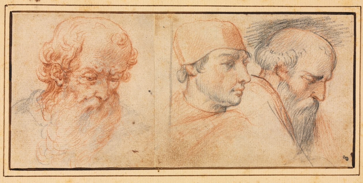 Tre studi di testa, 1600 da Unbekannt