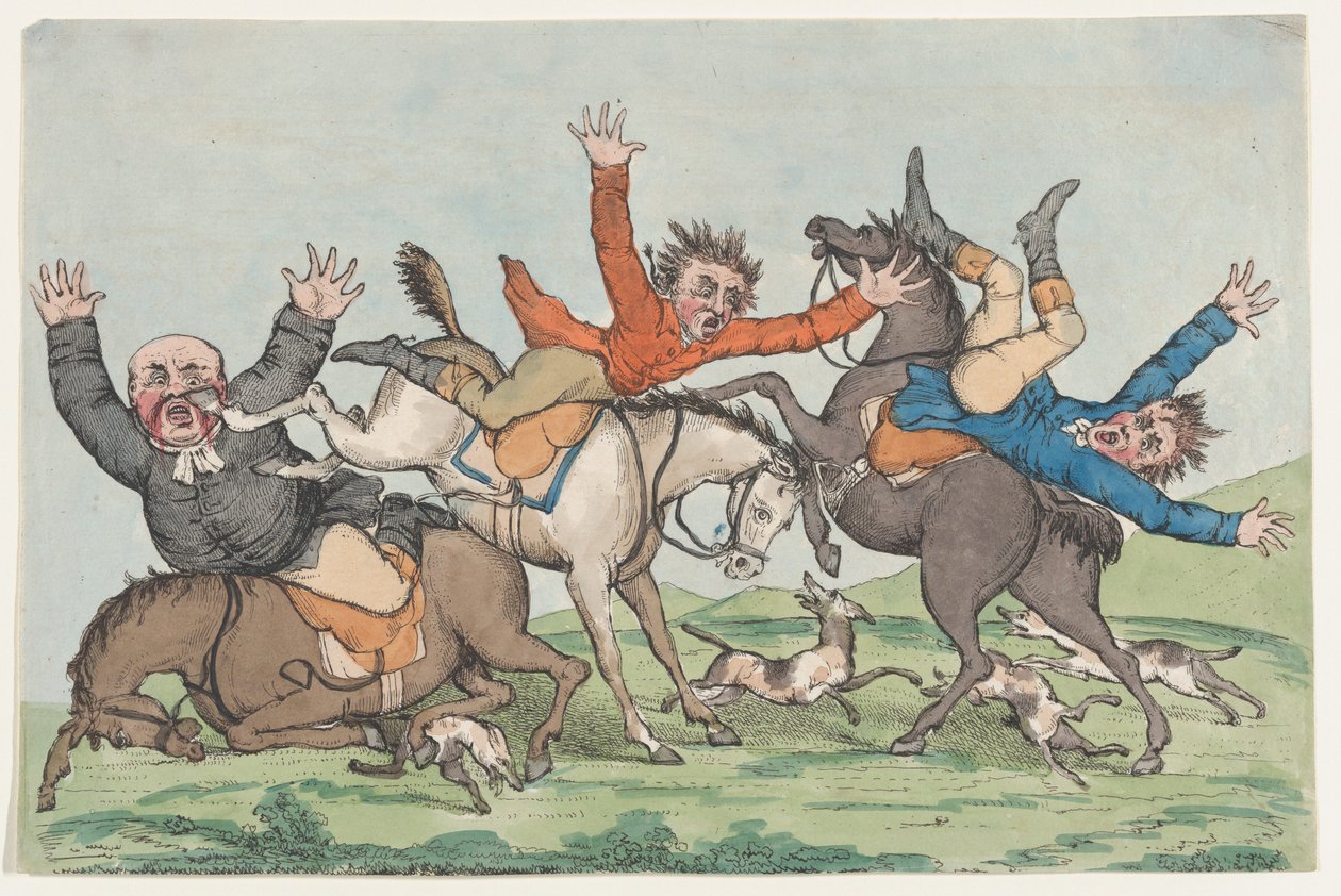 Tre cavalieri cadono dai loro cavalli, 1780-1820 da Unbekannt