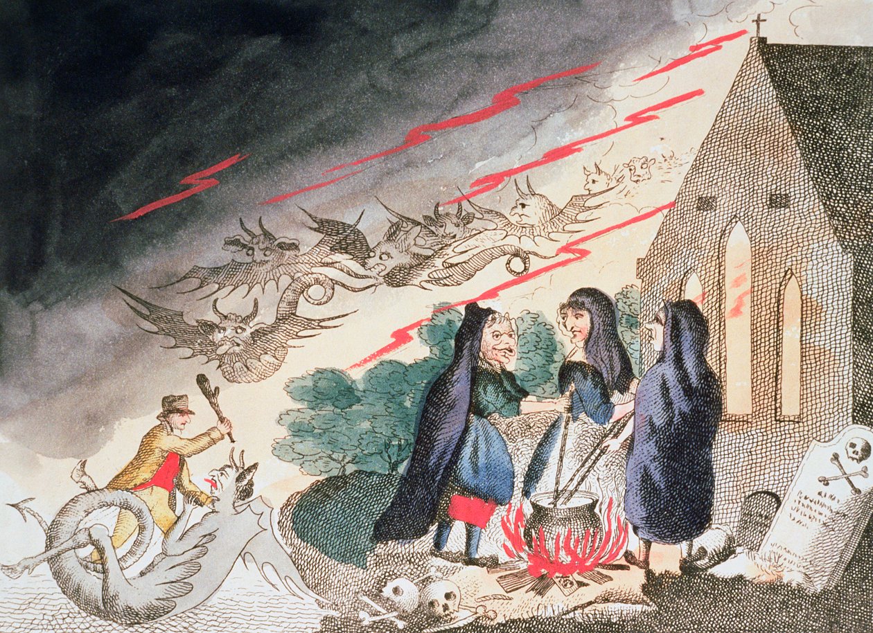 Tre streghe in un cimitero, c. 1790 da Unbekannt