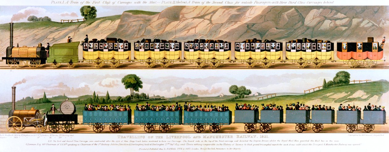 Viaggio sulla ferrovia Liverpool e Manchester, 1831 da Unbekannt