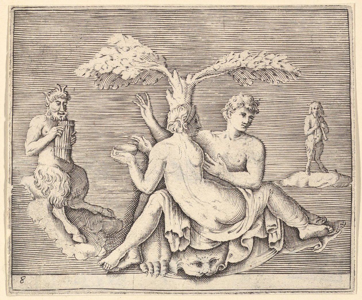 Due amanti con Pan, pubblicato ca. 1599-1622 da Unbekannt