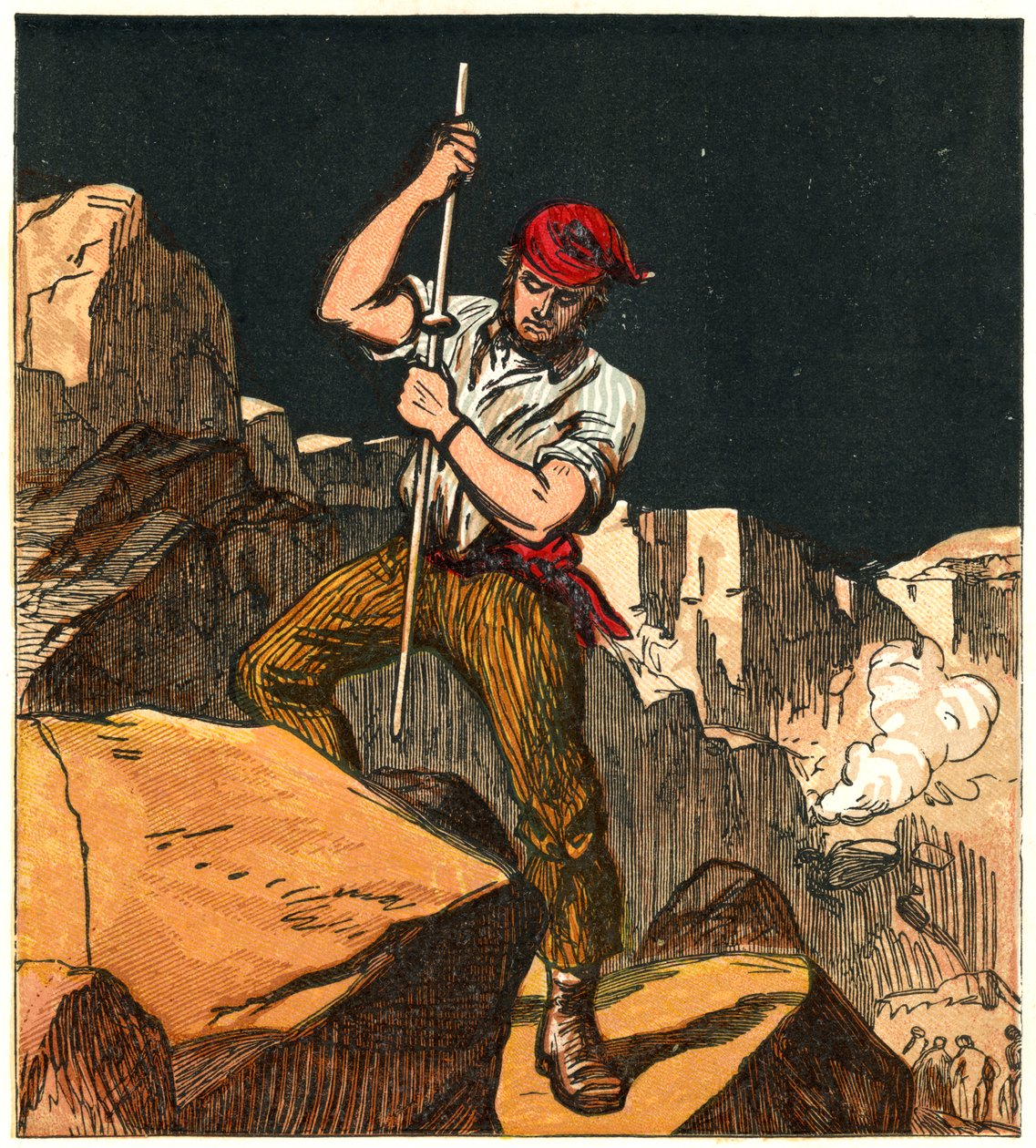 Uso della polvere da sparo in una cava di pietra, 1867 da Unbekannt