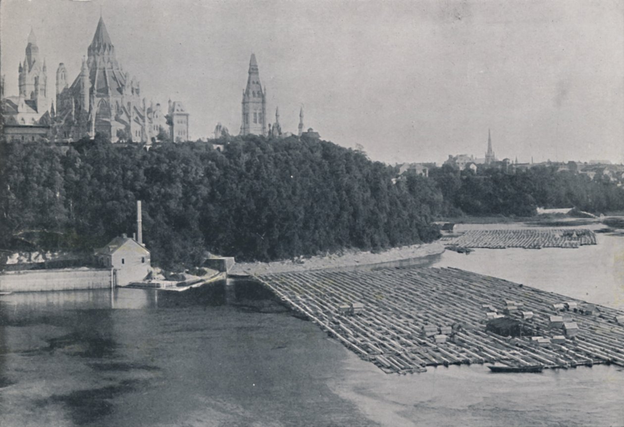 Veduta di Ottawa, con zattere di tronchi da Unbekannt