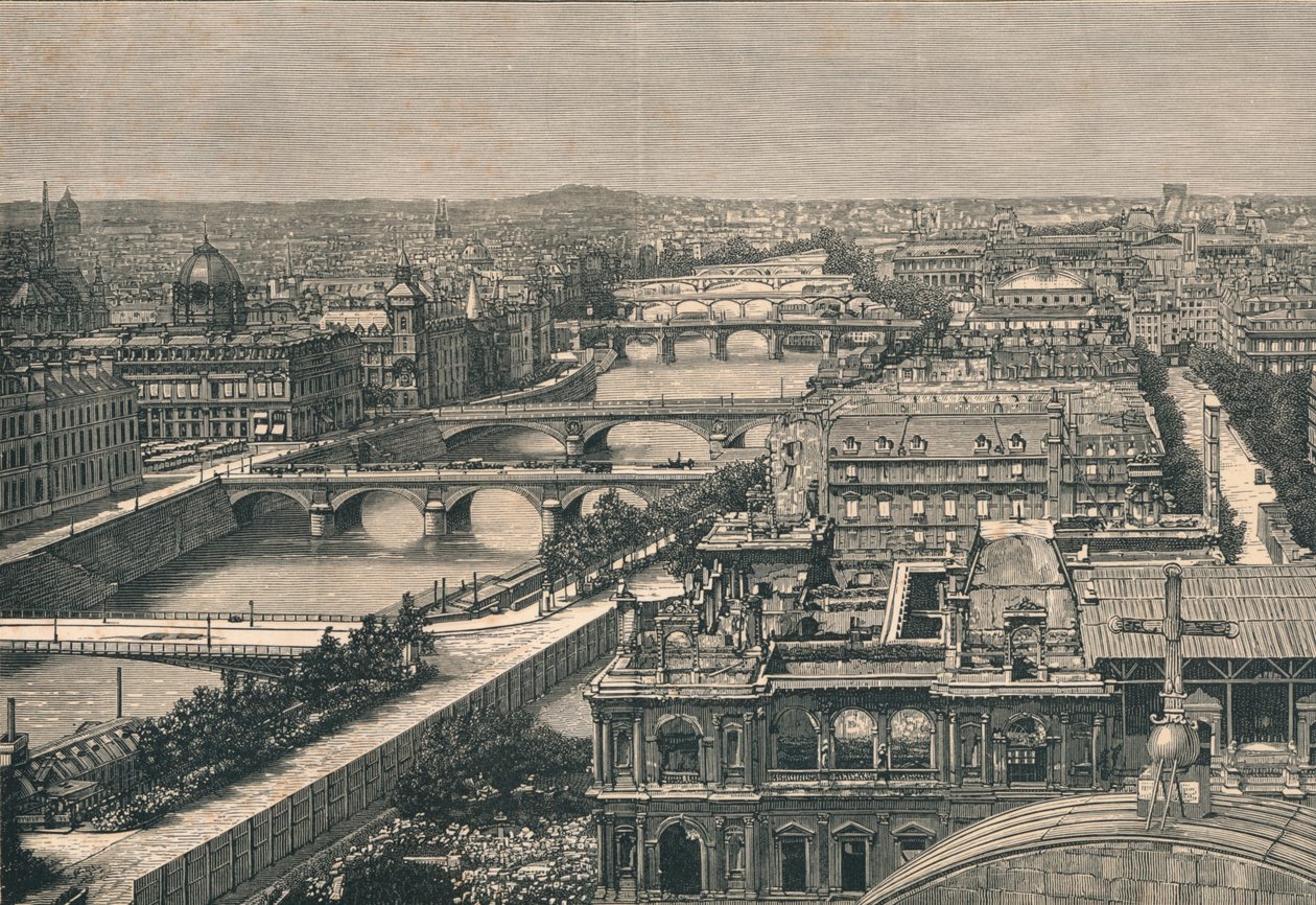 Veduta di Parigi, Mostrando i Sette Ponti, 1882 da Unbekannt
