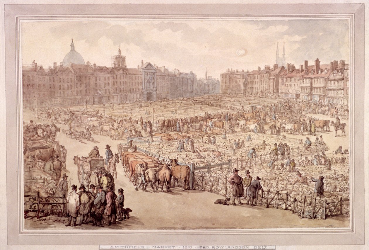 Veduta del Mercato di Smithfield, Londra, 1810 da Unbekannt