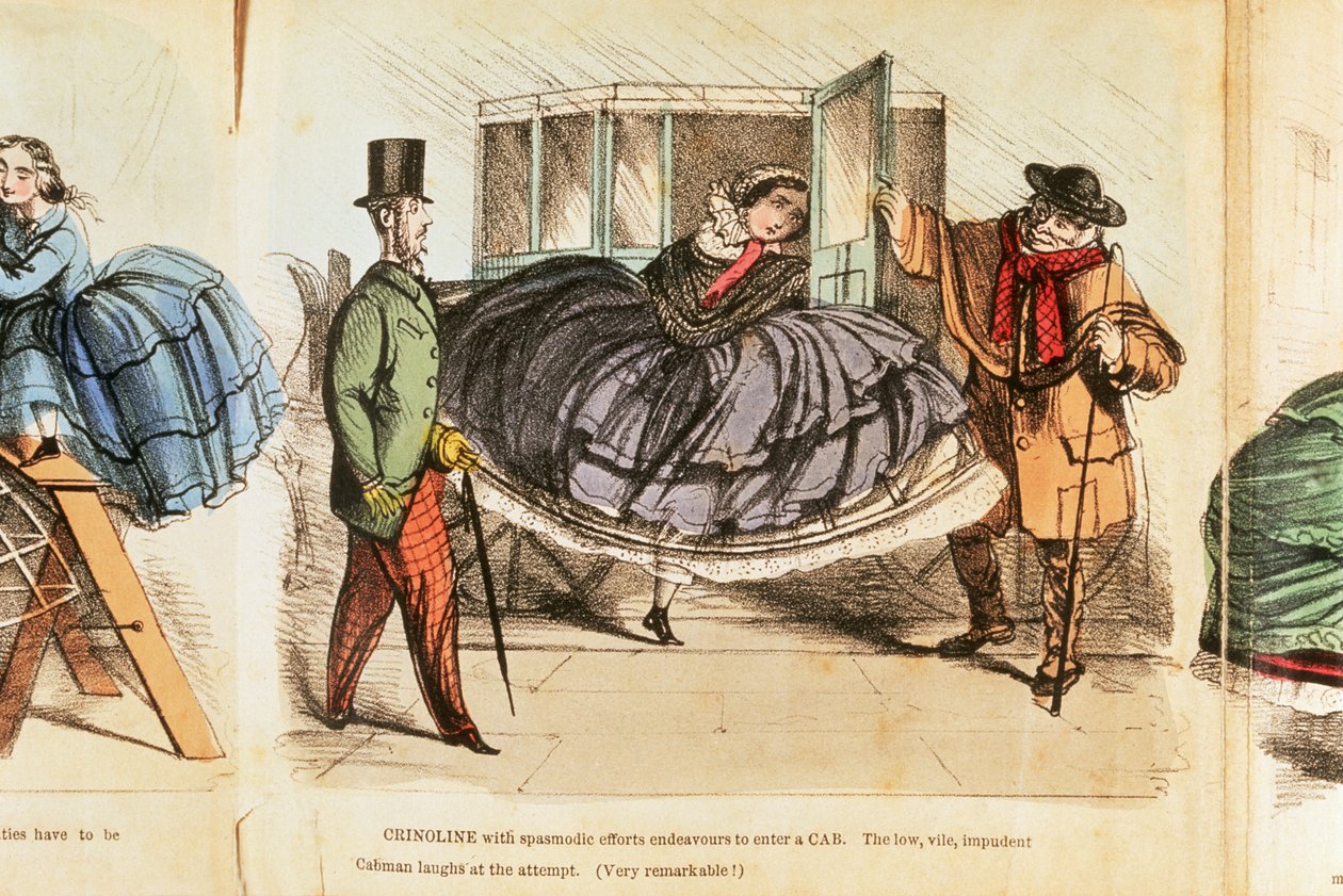 Donna che lotta per entrare in una carrozza, c. 1860 da Unbekannt