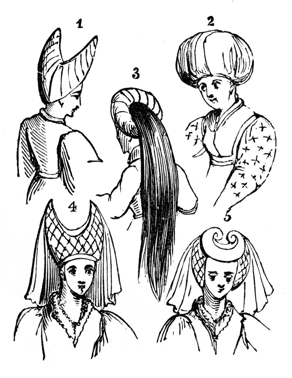 Copricapi femminili, 15° secolo, 1910 da Unbekannt