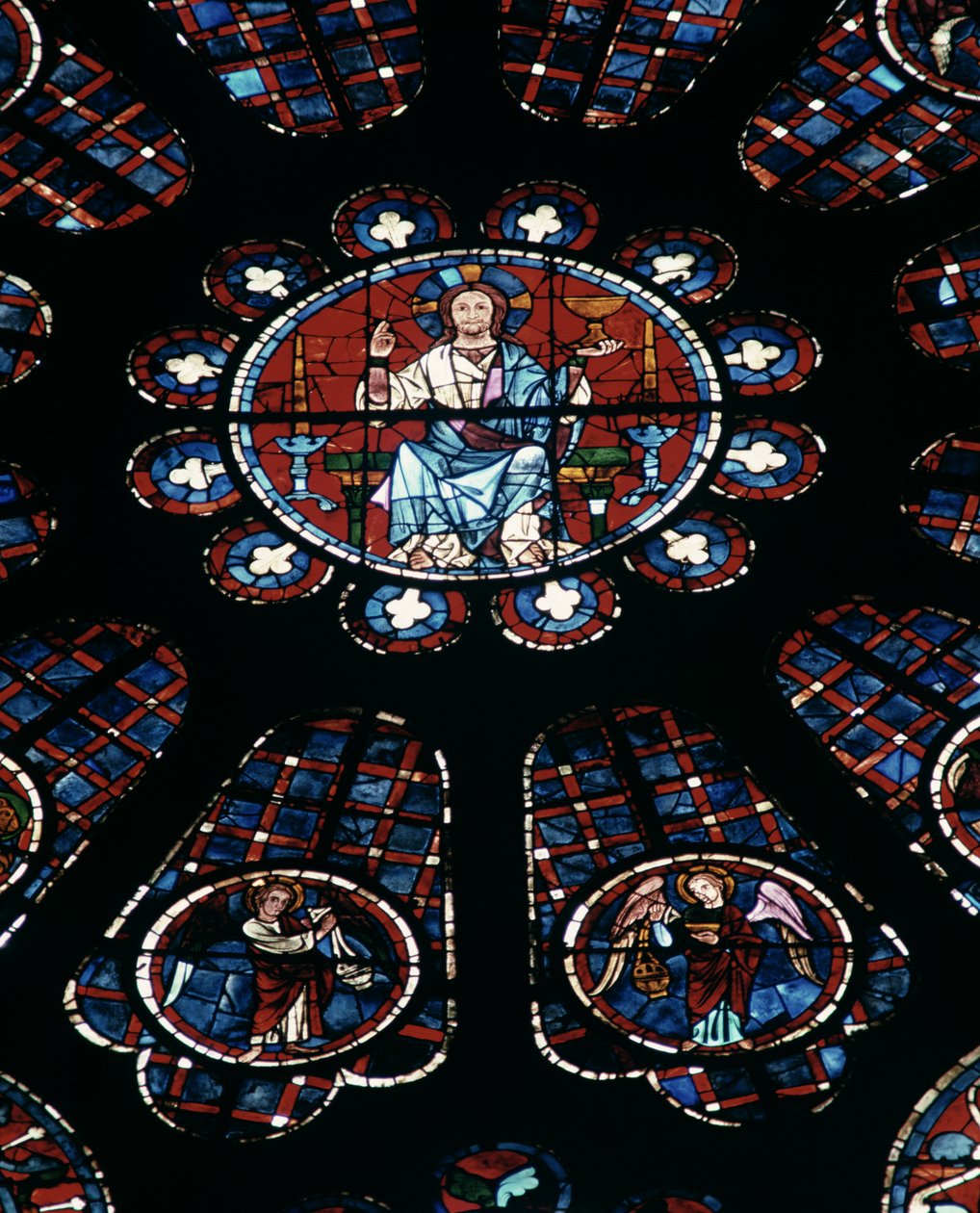 Cristo in Maestà; rosone sud, c.1226 da Unbekannt Unbekannt