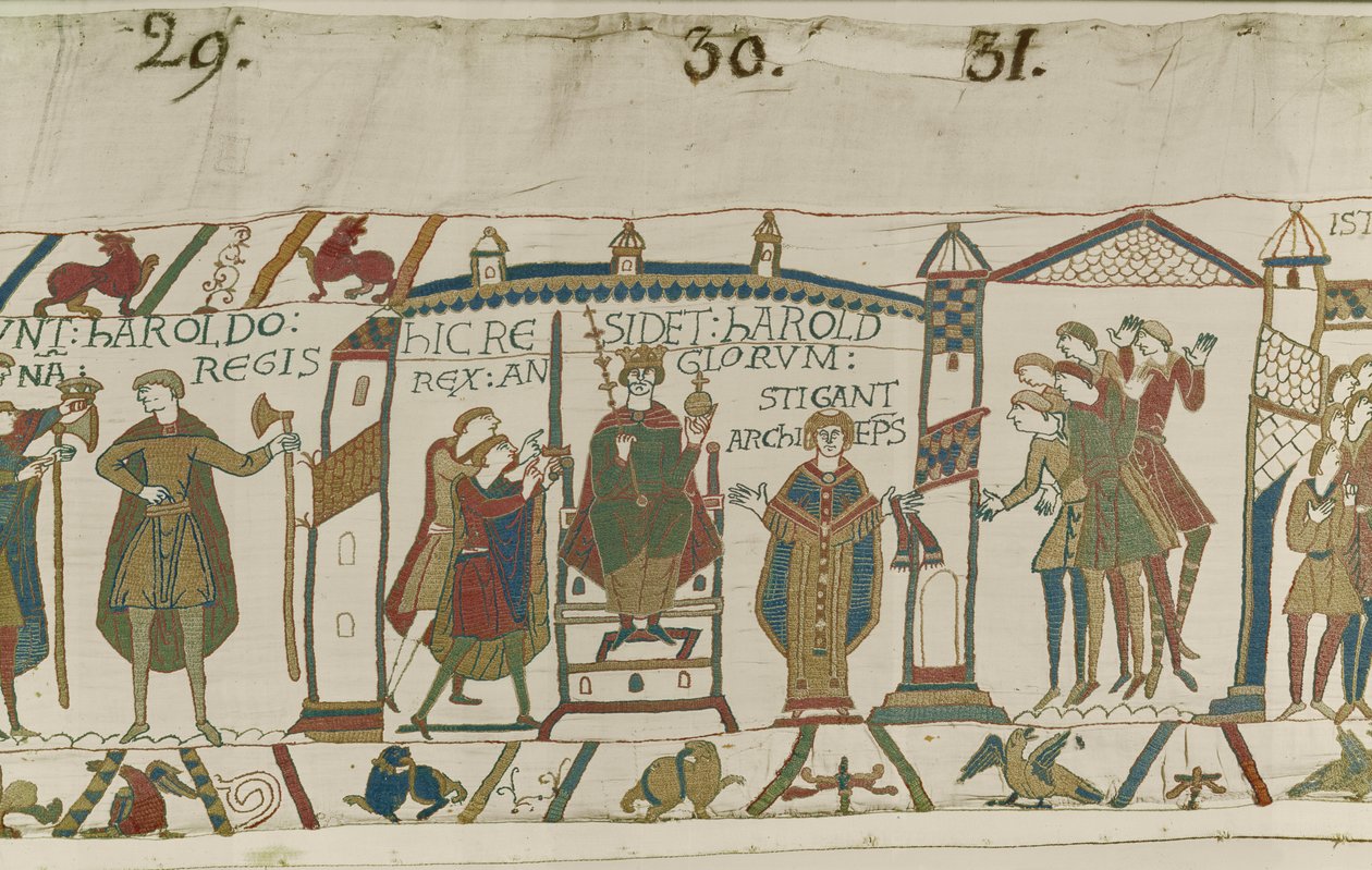 Incoronazione di Harold come re inglese, Arazzo di Bayeux da Unbekannt Unbekannt