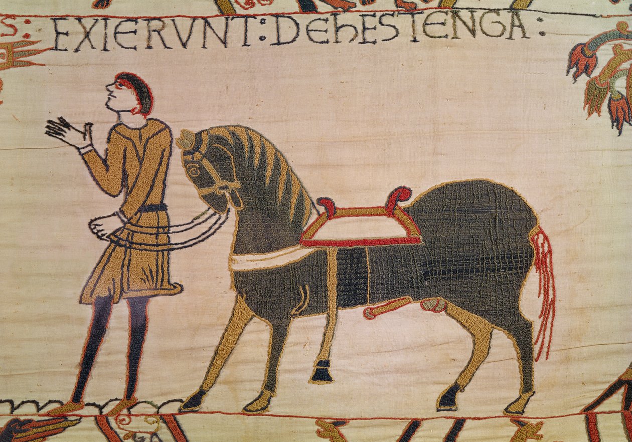 Un groom porta a William il suo cavallo, Arazzo di Bayeux da Unbekannt Unbekannt