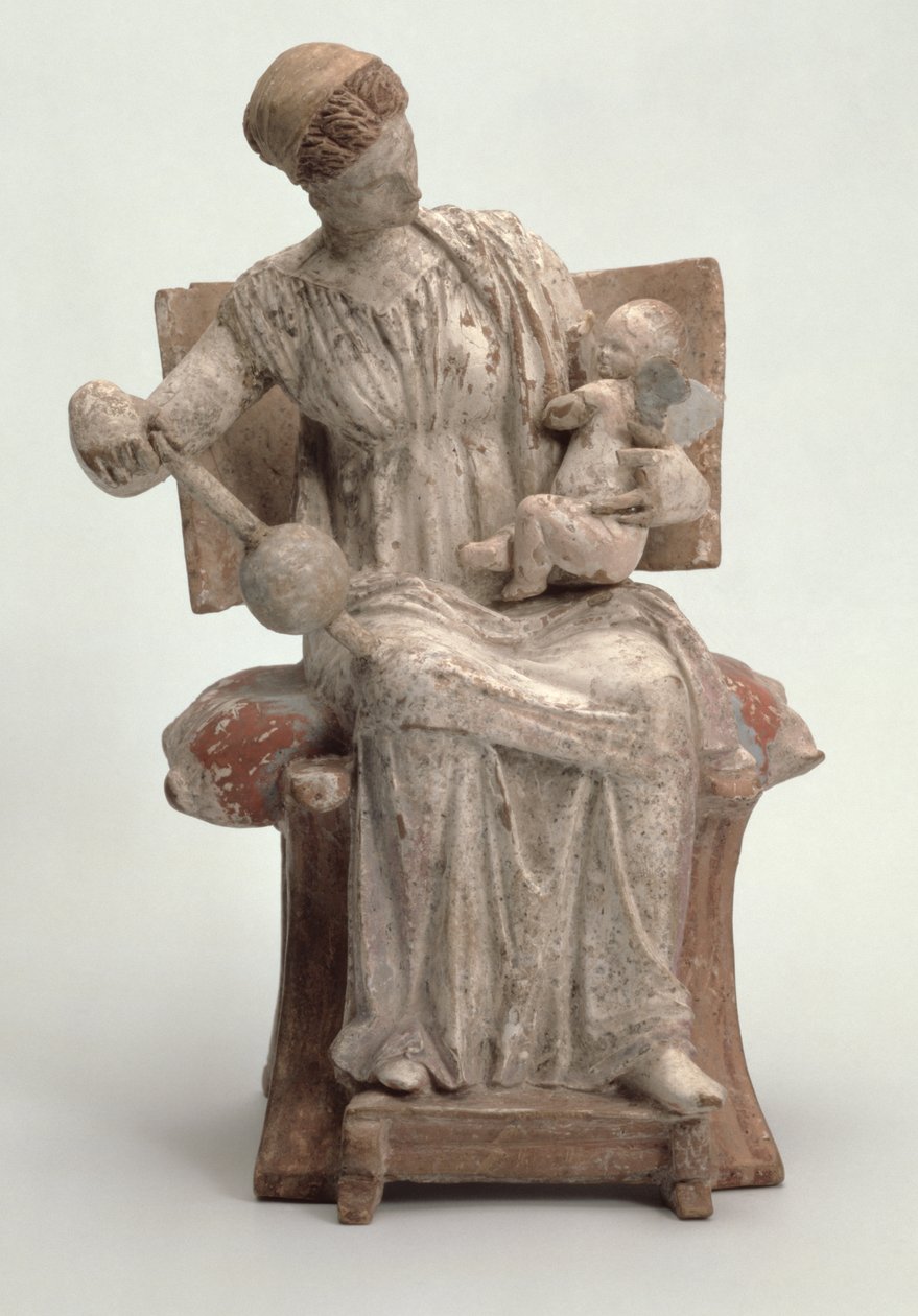 Figurina di Afrodite che Gioca con Eros, Greca, da Tanagra, fine IV secolo a.C. da Unbekannt Unbekannt