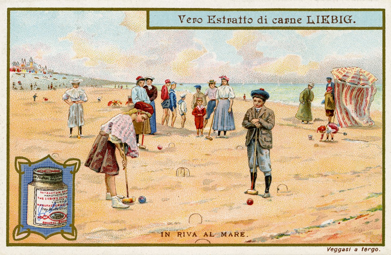 Al mare: giocando a croquet da Unbekannter Künstler
