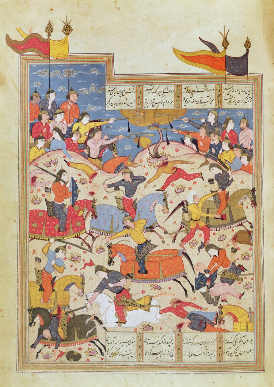 Scena di battaglia, illustrazione dallo "Shahnama" da Unbekannt