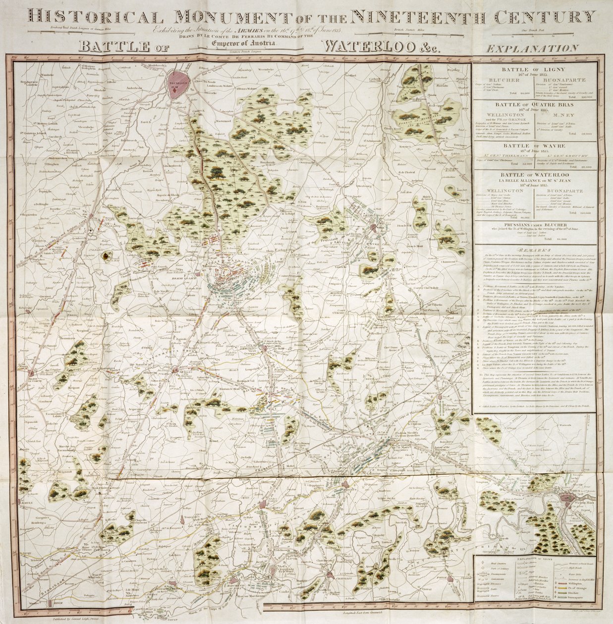 Mappa della Battaglia di Waterloo da Unbekannter Künstler