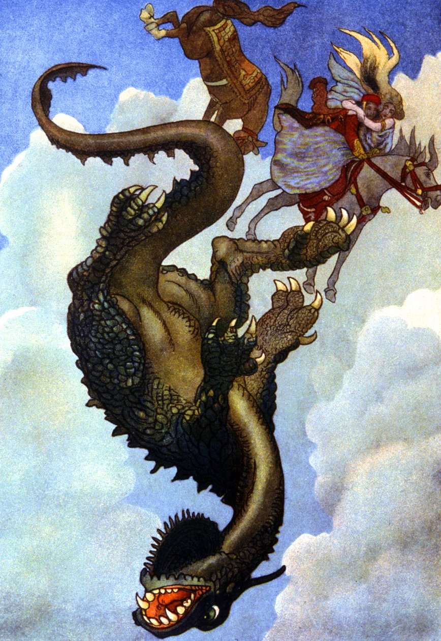 Coppia che combatte un drago da Unbekannter Künstler