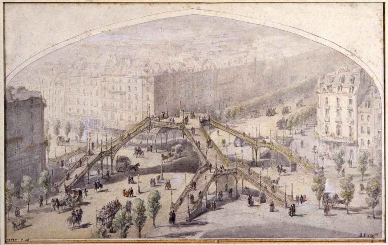 Passerella a Parigi, c.1880 da Unbekannter Künstler