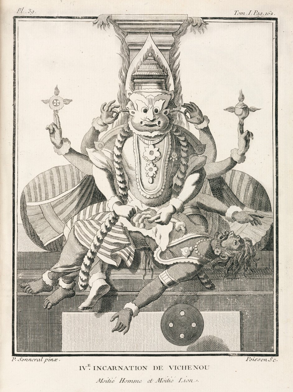 Quarta incarnazione di Vishnu, metà uomo e metà leone da Unbekannt